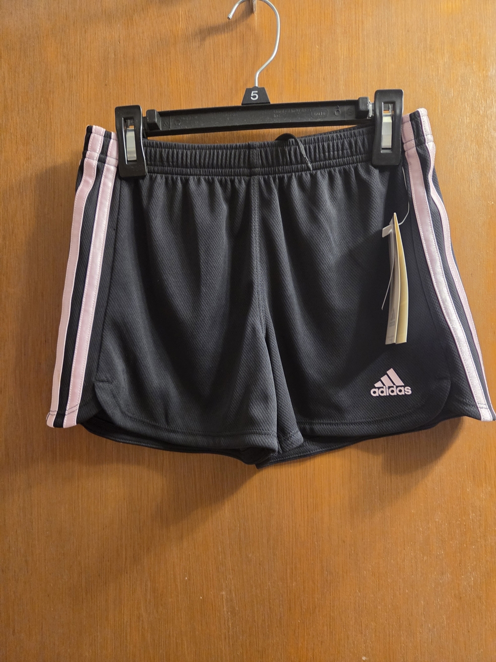 Adidas Black Athletic Shorts with Pink Side Stripes